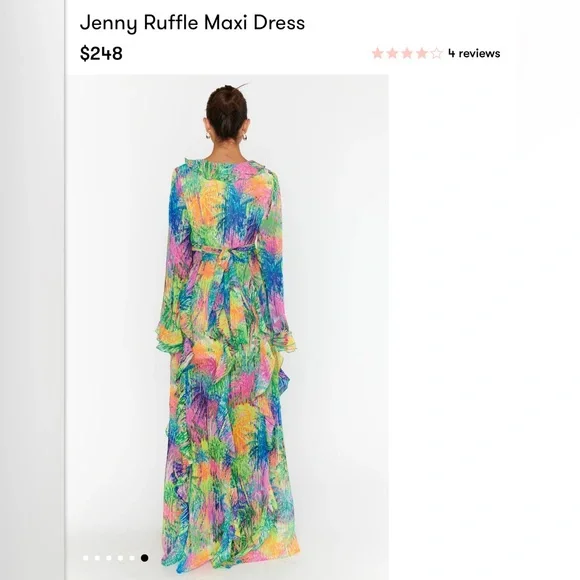 show me your mumu Jenny Ruffle Maxi Dress Small Vibrant colorful chiffon - Picture 2 of 8
